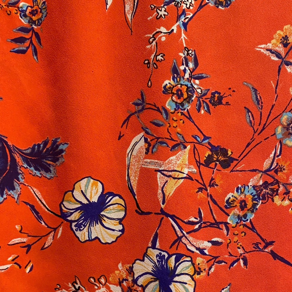 DR2 Bright Orange Floral Blouse - Picture 3 of 4
